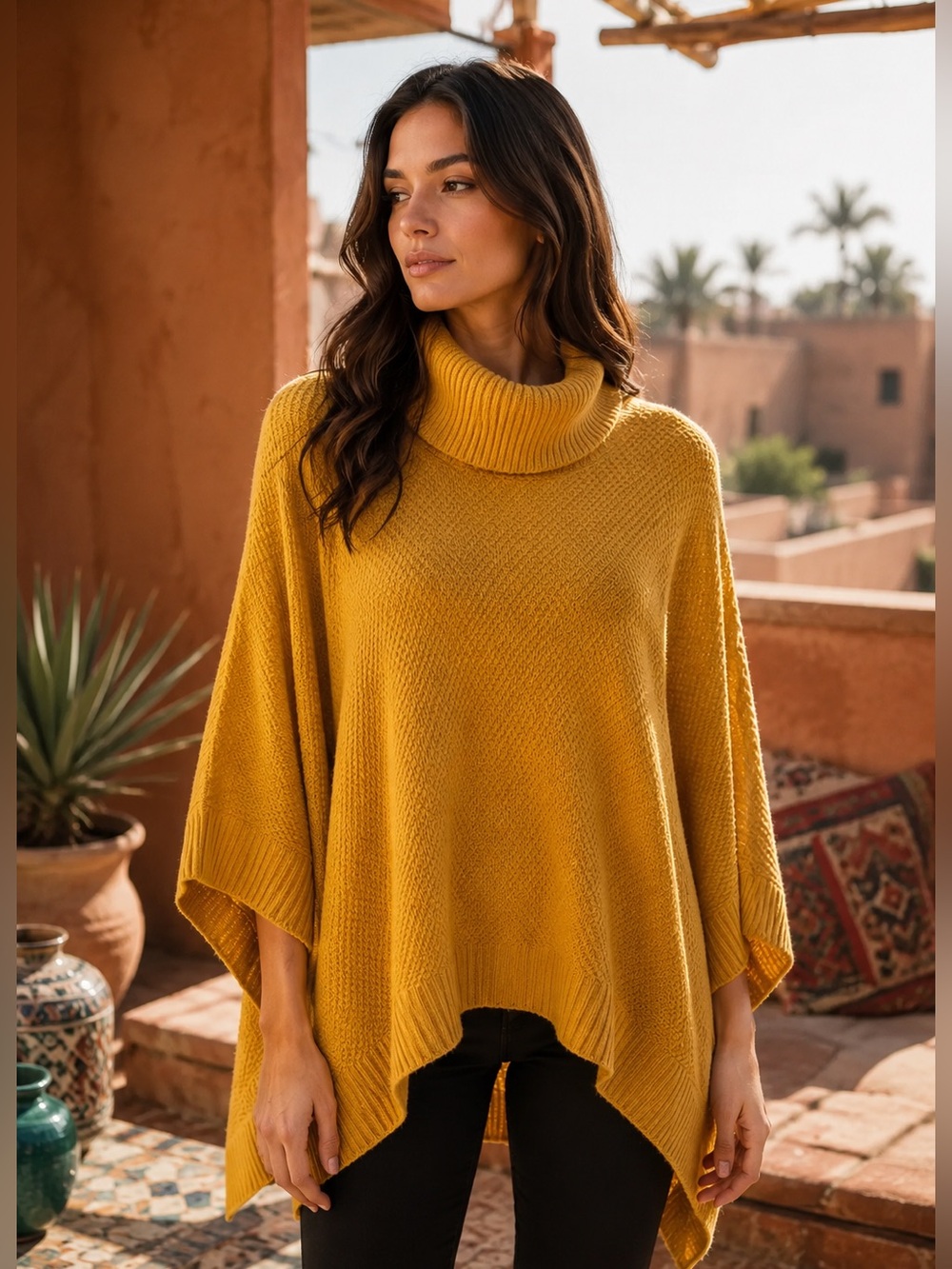 Mustard Sweater Poncho